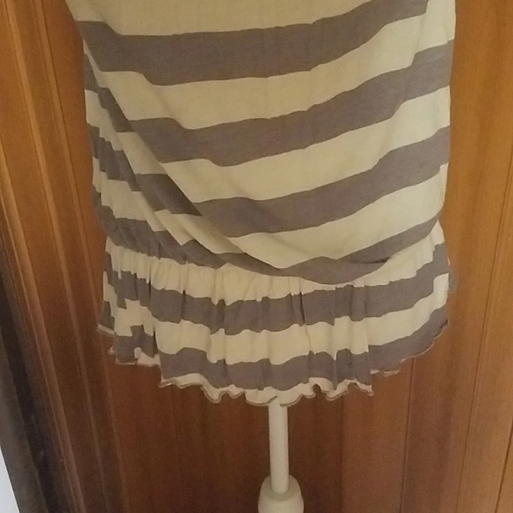 BACCI GREY STRIPED LACE TOP - Picture 3 of 6